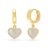 925 Sterling Silver 18K Gold-Plated Mothers of Pearl Heart Huggie Hoop Earrings for Women Teen