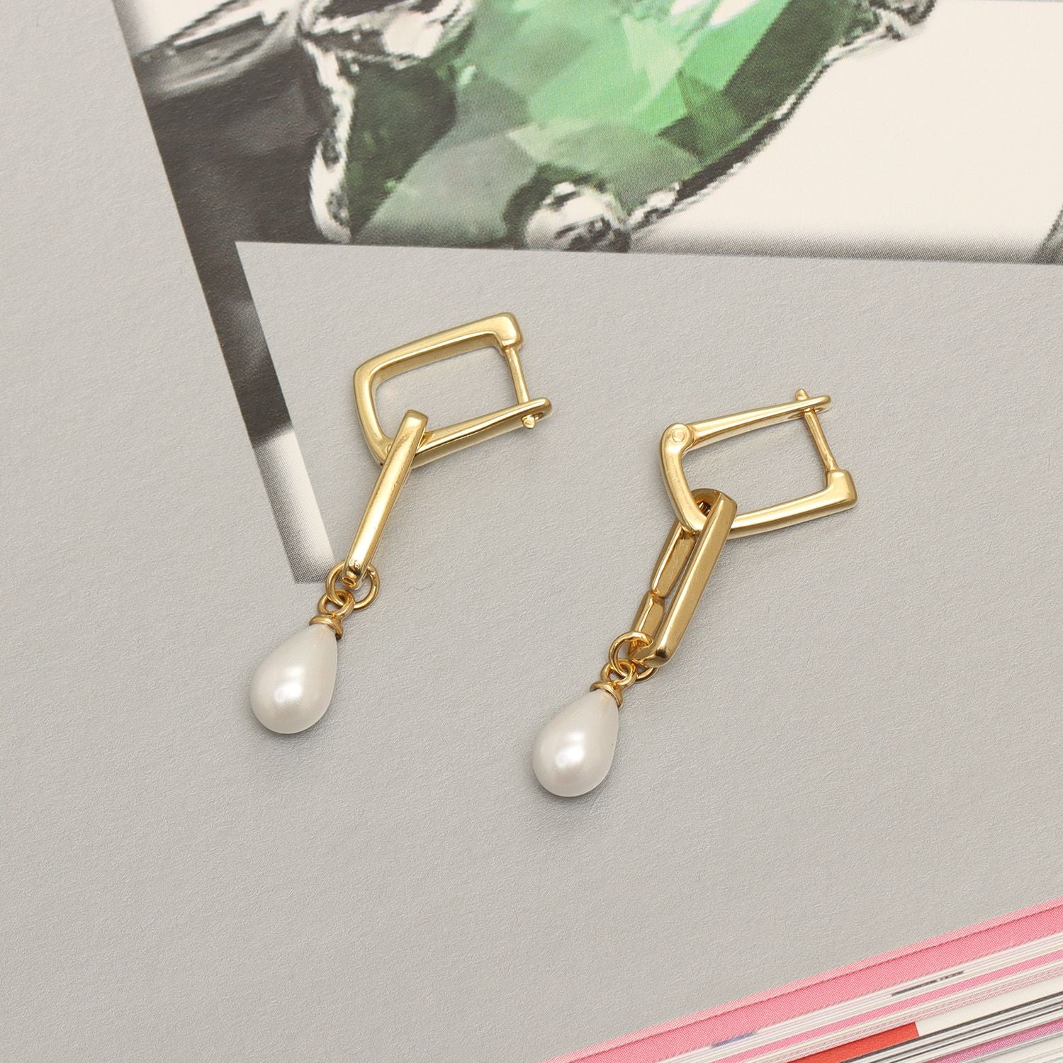 925 Sterling Silver Hoop Pearl Drop Dangle Earrings for Women Teen