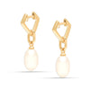 925 Sterling Silver Gold Plated Oval Pearl Drop Earrings/ Hanging Pearl Earring for Women