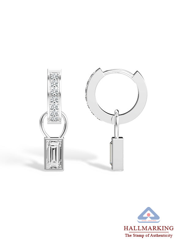 Crystal Baguette Charm Huggie Hoops