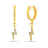 925 Sterling Silver 14K Gold Plated Lightning Charm Huggie Hoop Earrings for Women