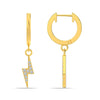 925 Sterling Silver 14K Gold Plated Lightning Charm Huggie Hoop Earrings for Women