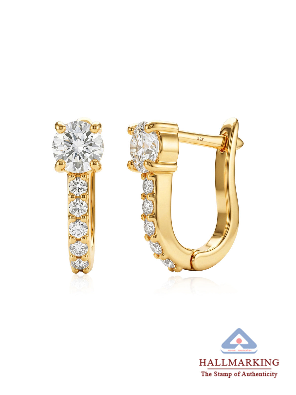 Gold Huggie Drop Earrings