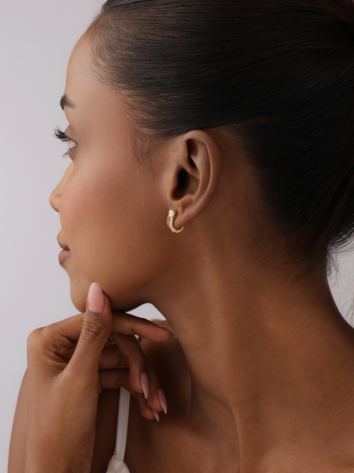 Gold Huggie Drop Earrings