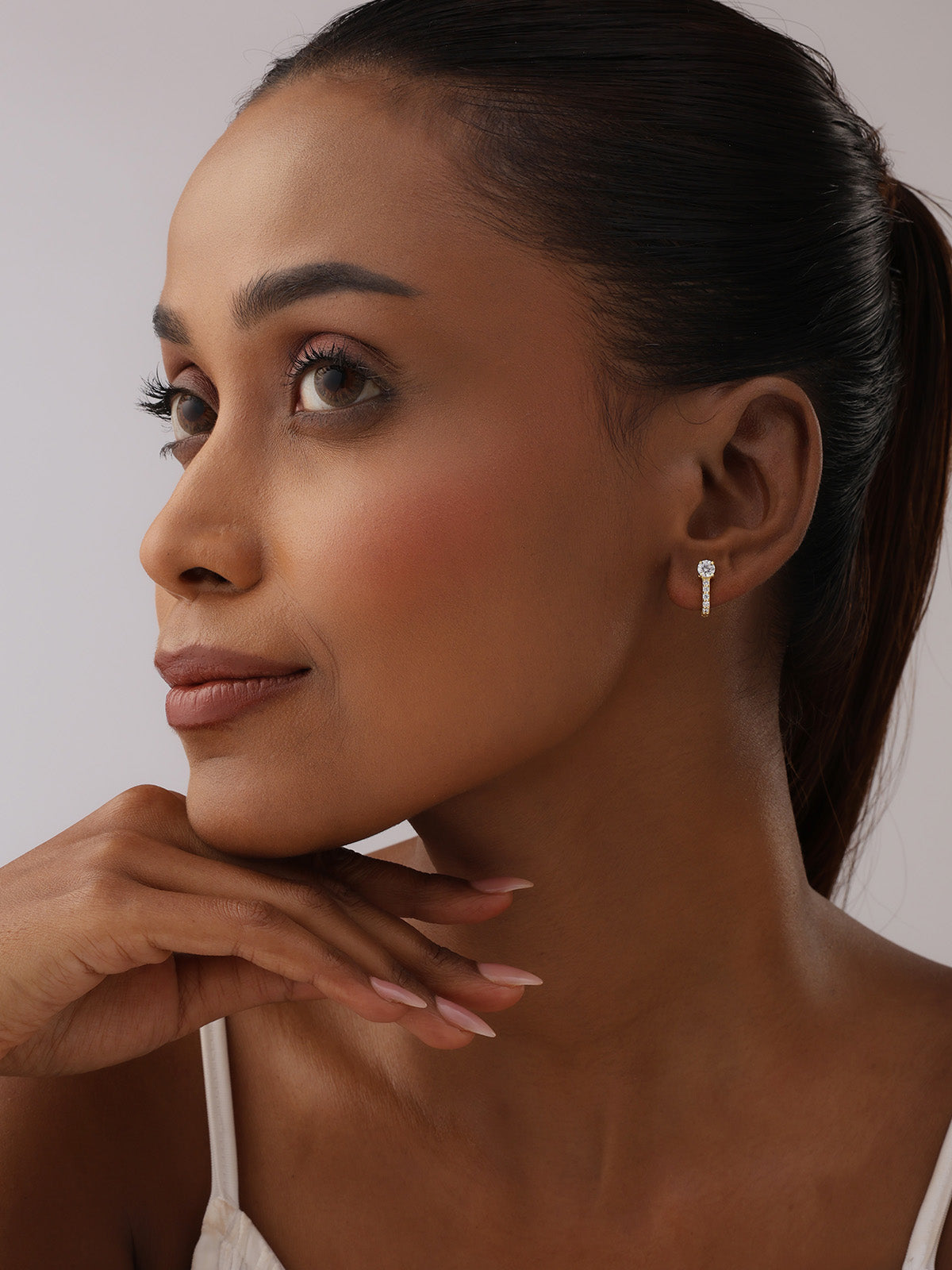 Gold Huggie Drop Earrings