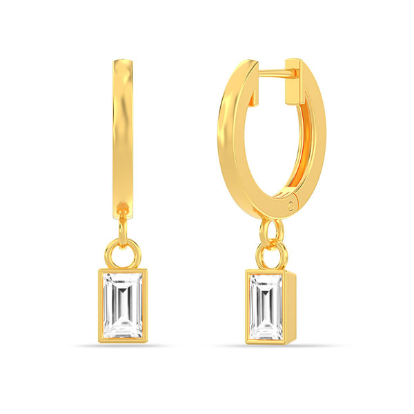 925 Sterling Silver 18K Gold-Plated Post Dangle Huggie Earrings for Women Teen