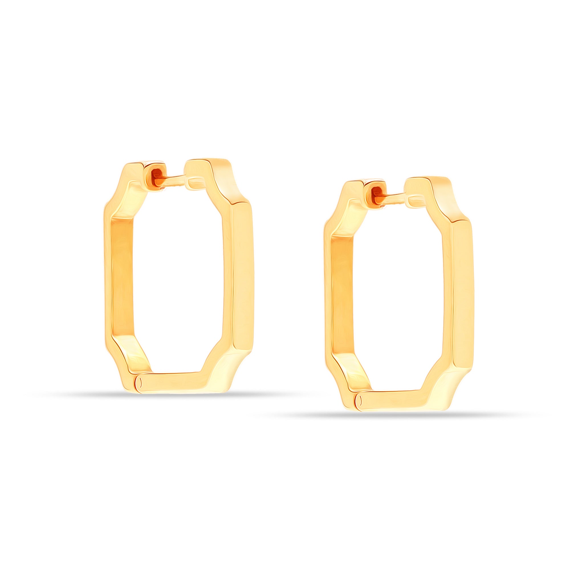 925 Sterling Silver 18K Gold Plated Square Shape Round Corners Huggie Hoop Earrings for Women
