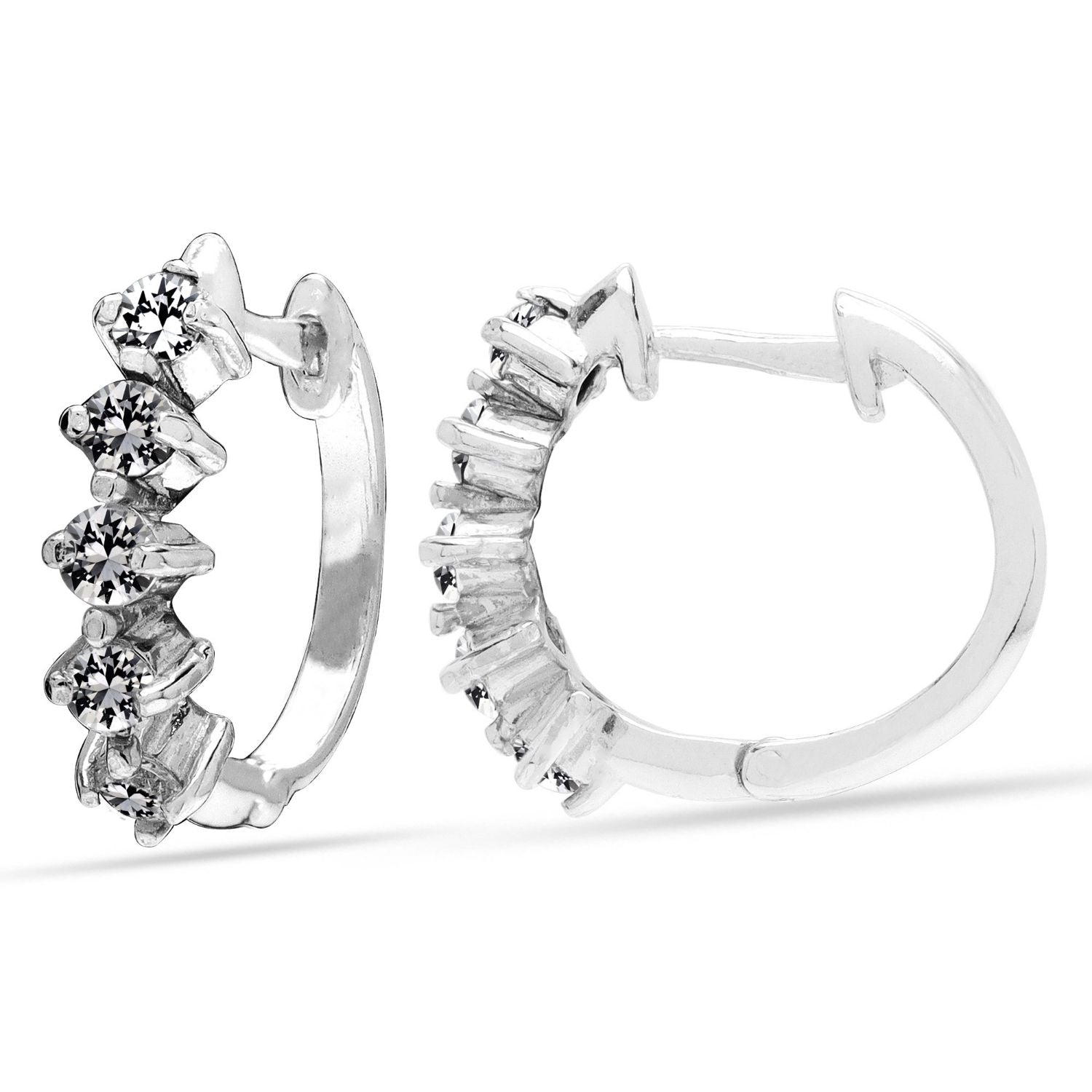 925 Sterling Silver CZ Huggie Hoop Earrings for Women