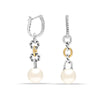 925 Sterling Silver 18K Gold-Plated Link Chain Pearl Drop Hoop Earrings for Women Teen