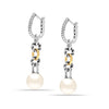 925 Sterling Silver 18K Gold-Plated Link Chain Pearl Drop Hoop Earrings for Women Teen