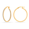 925 Sterling Silver Gold Plated Round CZ Hoop Earrings for Women and Girls