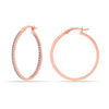 925 Sterling Silver Rose Plated Round CZ Hoop Earrings for Women and Girls
