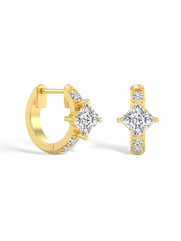 Santina Cross Charm CZ Women's Huggie Hoops