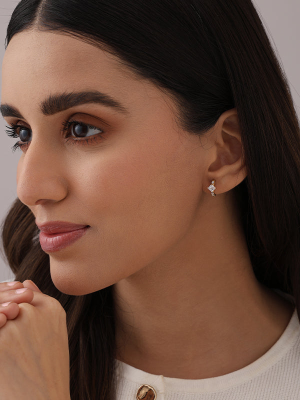 Gold CZ Small Huggie Hoops