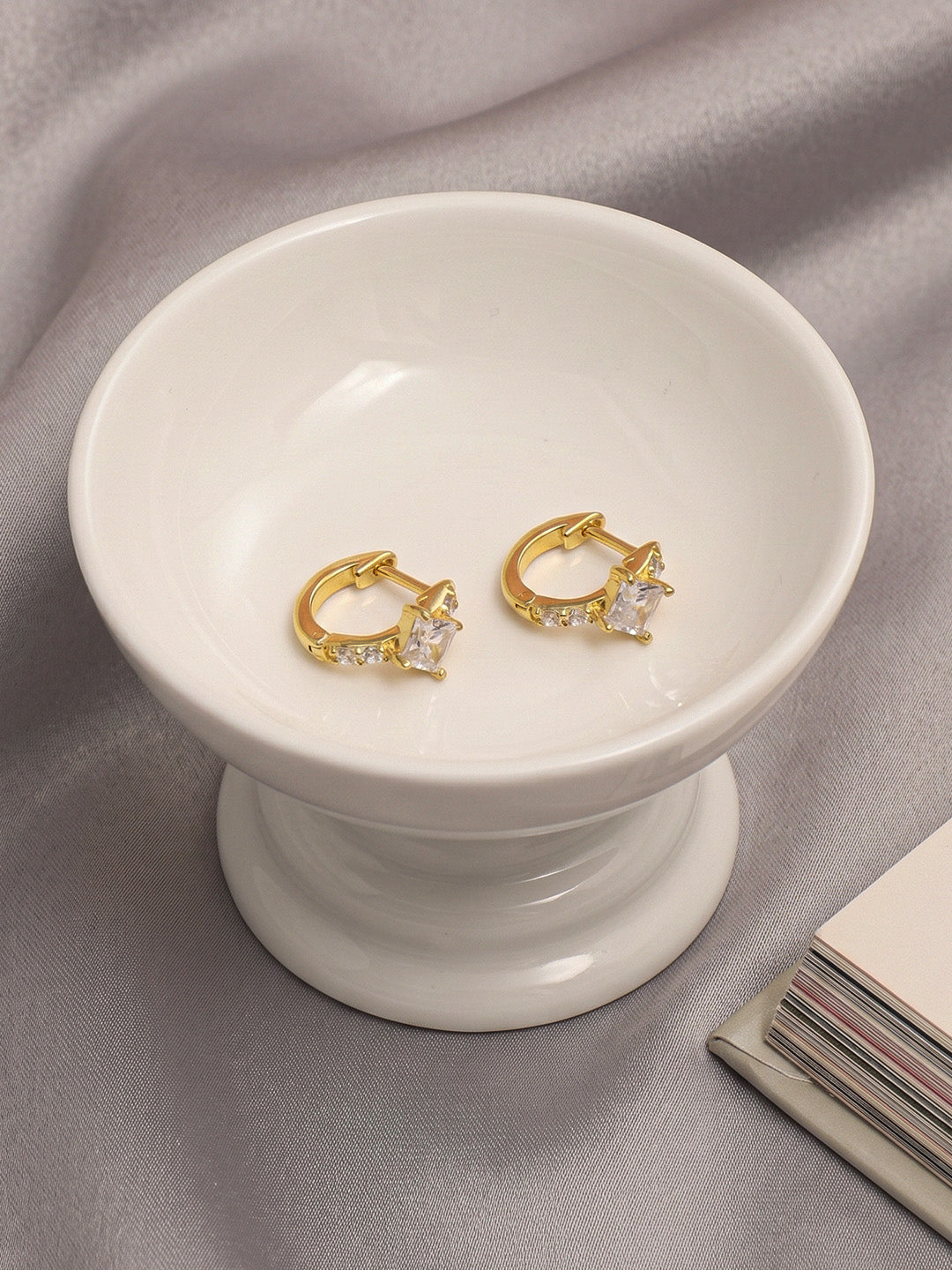 Gold CZ Small Huggie Hoops