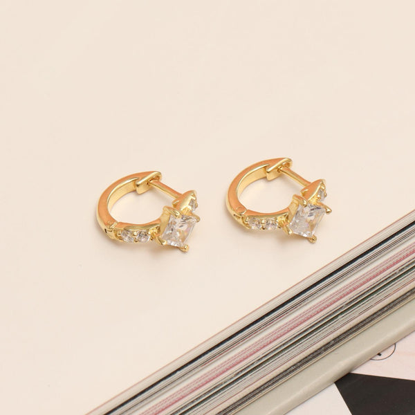 925 Sterling Silver 14K Gold Plated Hypoallergenic Cubic Zirconia Small Huggie Hoop Earrings for Women Teen and Girls