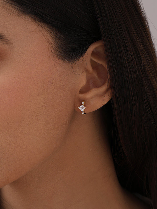 Gold CZ Small Huggie Hoops