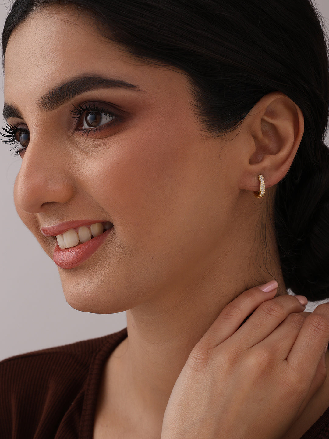 Gold CZ Huggie Hoops