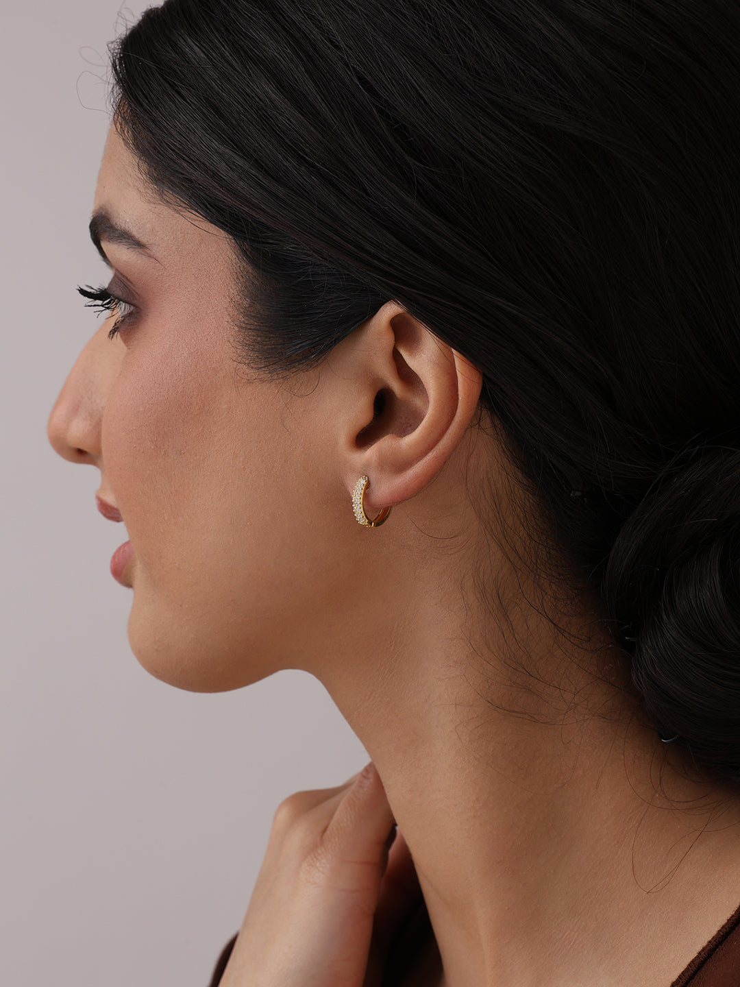 Gold CZ Huggie Hoops