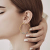 925 Sterling Silver 14K Gold Plated Hypoallergenic Antique Finish Hoop Earrings For Teen Womens