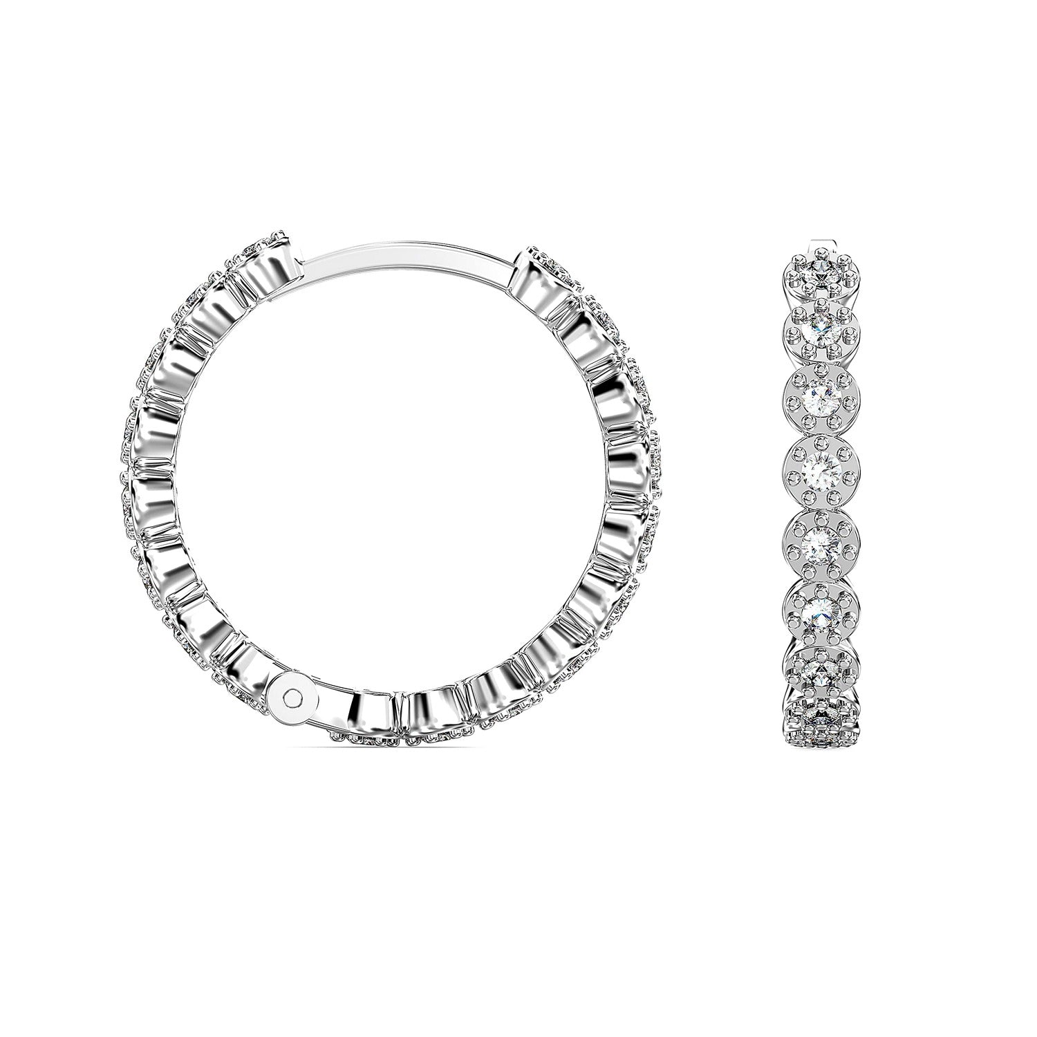 925 Sterling Silver Multi CZ Round Small Huggie Hoop Earrings for Women and Teen