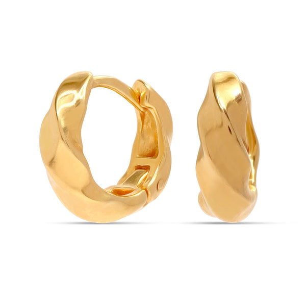 925 Sterling Silver 14K Gold Plated Twisted Huggie Hoops for Women Teen