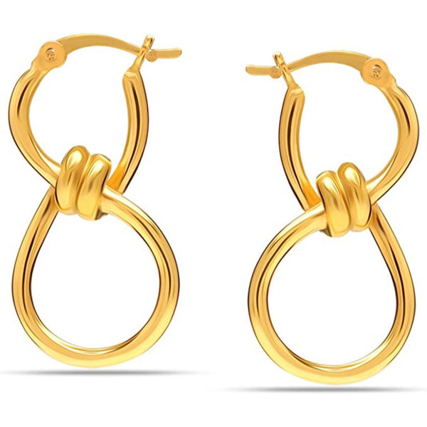 925 Sterling Silver 14K Gold-Plated Infinity Knot Clicktop Hoop Earrings for Women Teen