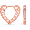 925 Sterling Silver Rose-Gold Plated Love Filigree Heart Huggie Chunky Hoop Earrings for Women