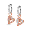925 Sterling Silver Cubic Zirconia Sparkling Freehand Drop Dangler Heart Huggie Hoop Earrings for Women and Girls