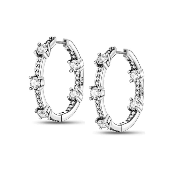 925 Sterling Silver Antique Sparkling Cubic Zirconia Pave Bars Small Hoop Earrings for Women and Girls