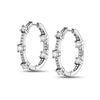 925 Sterling Silver Antique Sparkling Cubic Zirconia Pave Bars Small Hoop Earrings for Women and Girls