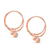 925 Sterling Silver Rose-Gold Plated Lightweight Hanging CZ Crystal Charm SMALL Endless Hoop Earrings for Women