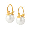 925 Sterling Silver 14K Gold Plated Pearl Mini Drop Earrings Italian Design Simulated Pearl Drop Dangle Earrings for Women