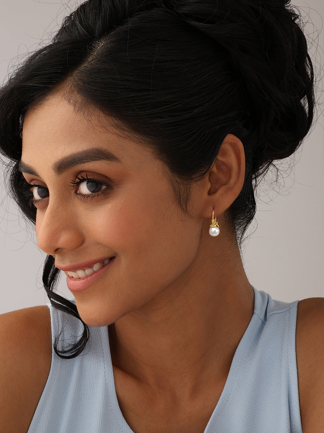 Gold Drop Hoop Earrings