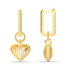 925 Sterling Silver Ridge Heart Charm Drop Huggie Hoop Earrings for Women Teen