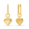 925 Sterling Silver Ridge Heart Charm Drop Huggie Hoop Earrings for Women Teen