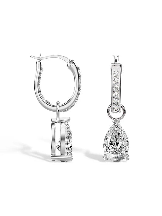 CZ Italian Drop Dangle Hoops