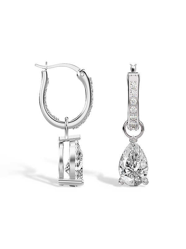 CZ Italian Drop Dangle Hoops