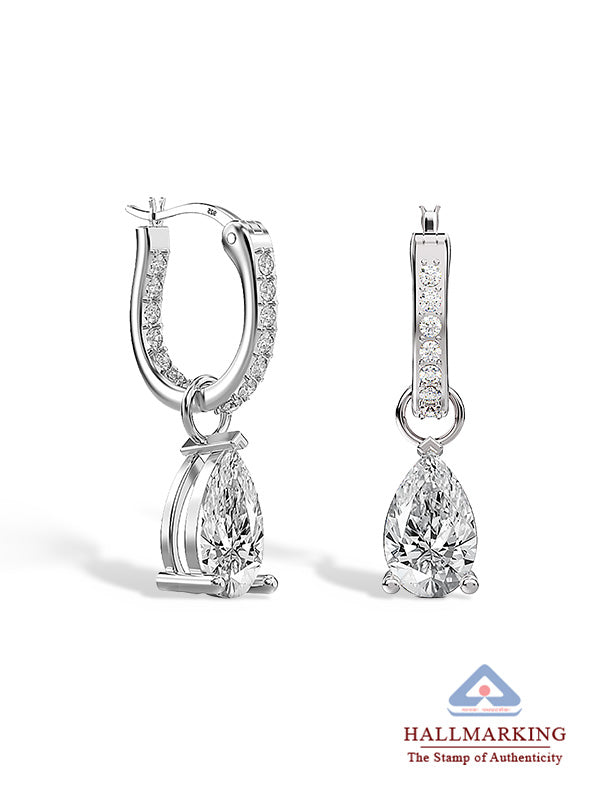 CZ Italian Drop Dangle Hoops