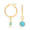 925 Sterling Silver 14K Gold Plated Turkish Stone Evil Eye Hoop Earrings for Women