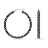 925 Sterling Silver Round Oxidized Metallic Ball Classy Stylish Textured Hoop Earrings for Women