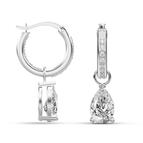 925 Sterling Silver Cubic Zirconia Crystal Small Click-Top Italian Design Pave Drop Dangle Earrings for Women