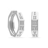 925 Sterling Silver Engraved Roman Number Geometric Retro styls Small Chunky Huggie Hoop Earrings for Men