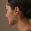 925 Sterling Silver 14K Gold Plated Large Beaded Round Western Turquoise Hoop Earrings for Women