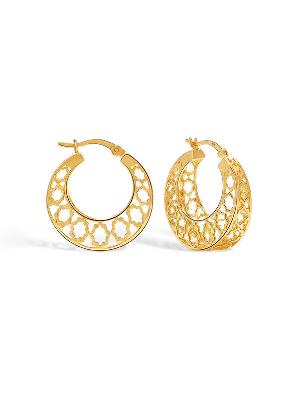 Mesh Filigree Basket-Weave Hoops