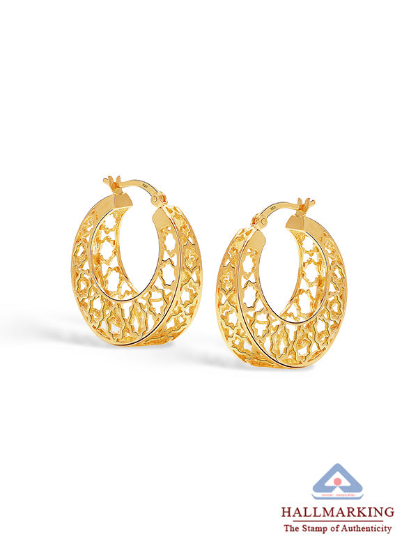 Mesh Filigree Basket-Weave Hoops