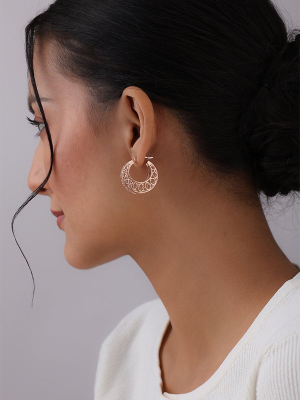 Mesh Filigree Basket-Weave Hoops