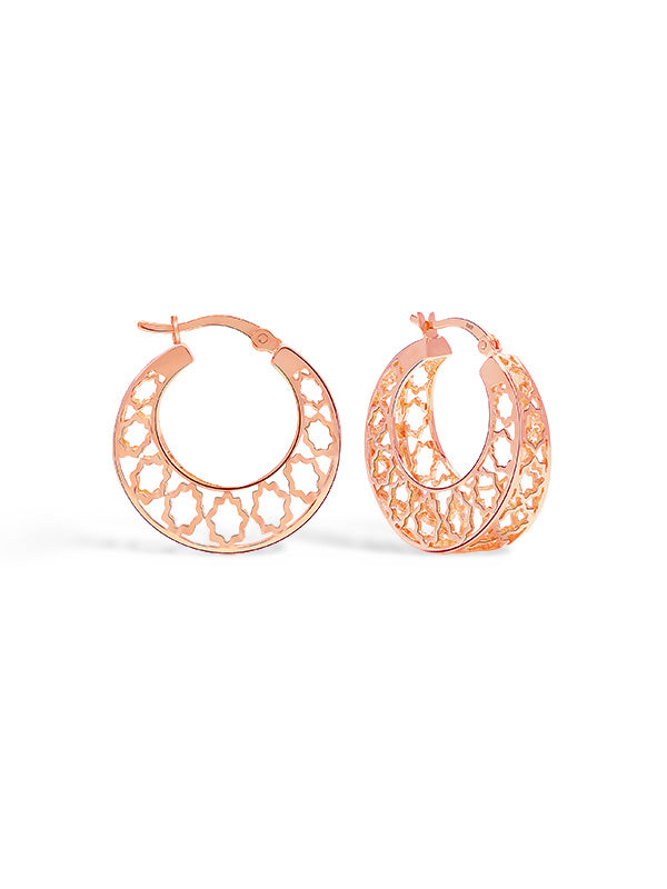 Mesh Filigree Basket-Weave Hoops