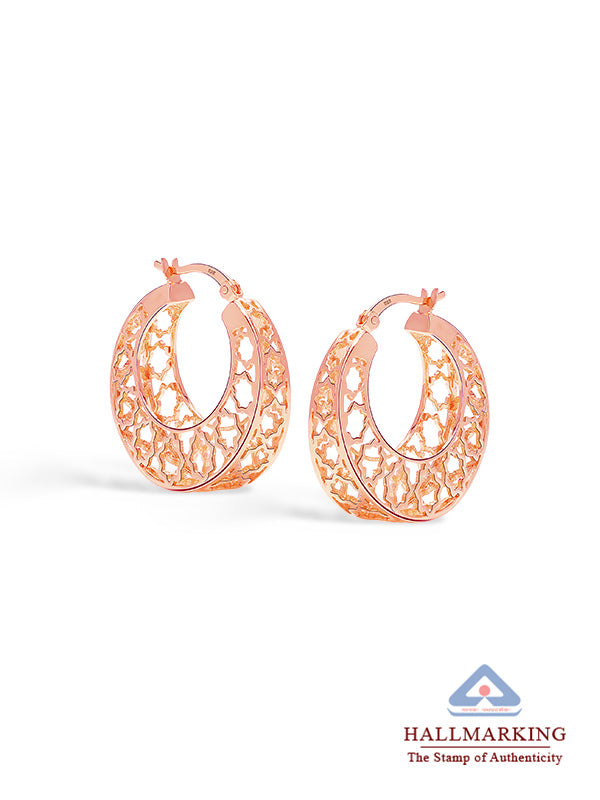 Mesh Filigree Basket-Weave Hoops