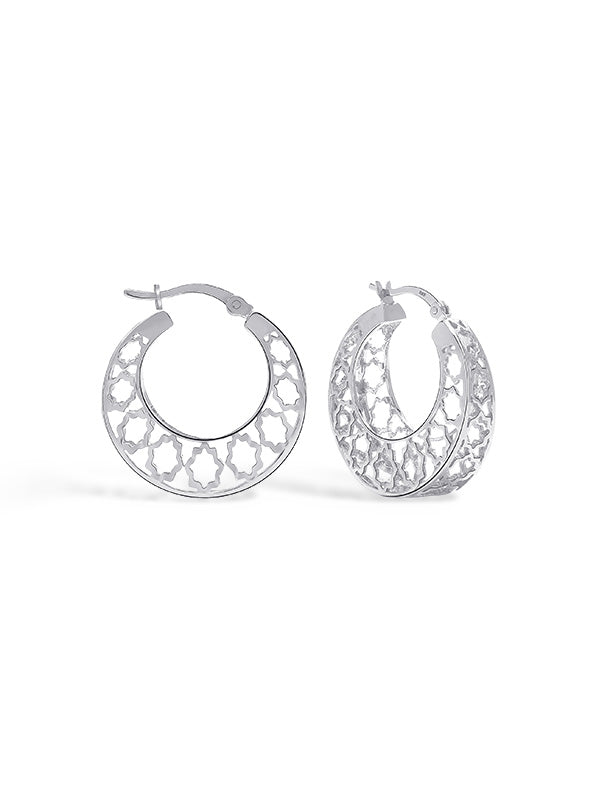 Mesh Filigree Basket-Weave Hoops